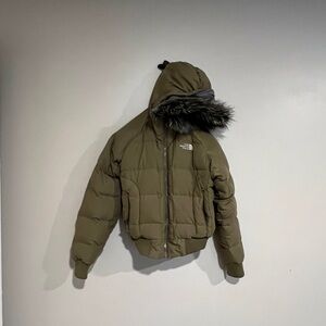 The North Face Khaki Hooded Puffer Jacket